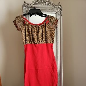 Mode Merr L leopard & red pinup dress vlv
